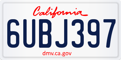 CA license plate 6UBJ397