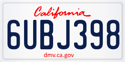 CA license plate 6UBJ398
