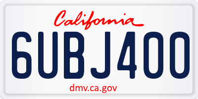 CA license plate 6UBJ400