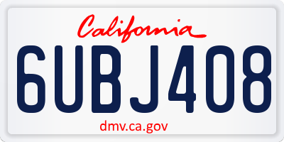 CA license plate 6UBJ408
