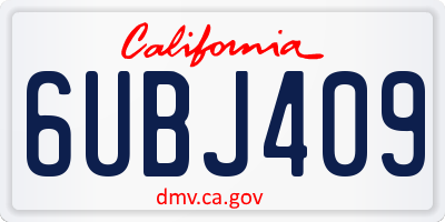 CA license plate 6UBJ409