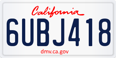 CA license plate 6UBJ418
