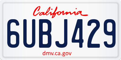 CA license plate 6UBJ429