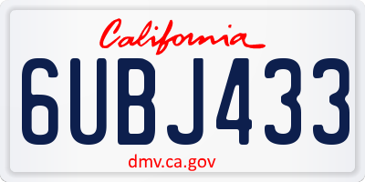 CA license plate 6UBJ433
