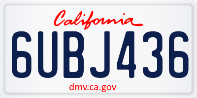 CA license plate 6UBJ436