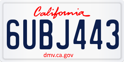 CA license plate 6UBJ443