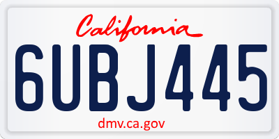 CA license plate 6UBJ445