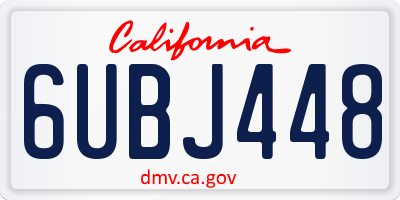 CA license plate 6UBJ448