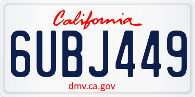 CA license plate 6UBJ449