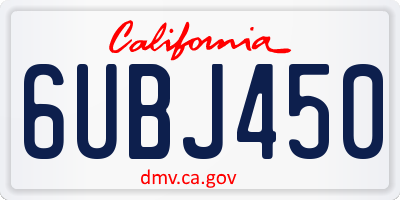 CA license plate 6UBJ450