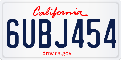 CA license plate 6UBJ454