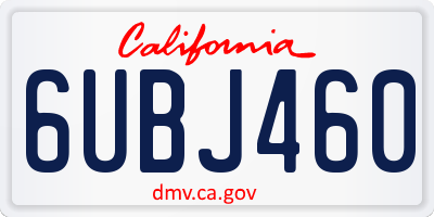CA license plate 6UBJ460