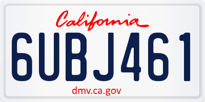 CA license plate 6UBJ461