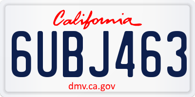 CA license plate 6UBJ463