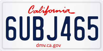 CA license plate 6UBJ465