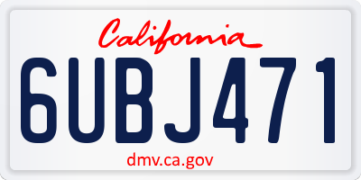 CA license plate 6UBJ471