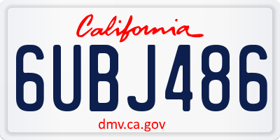 CA license plate 6UBJ486