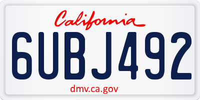 CA license plate 6UBJ492