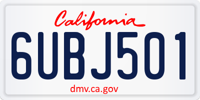 CA license plate 6UBJ501