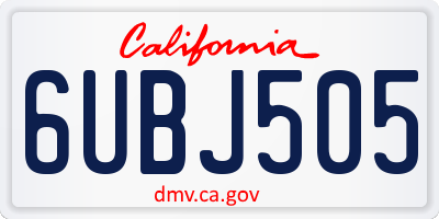 CA license plate 6UBJ505