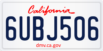 CA license plate 6UBJ506