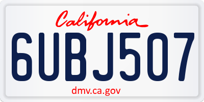 CA license plate 6UBJ507