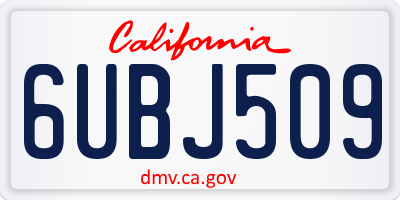 CA license plate 6UBJ509
