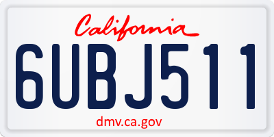 CA license plate 6UBJ511