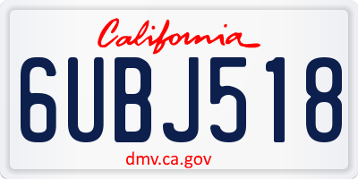 CA license plate 6UBJ518