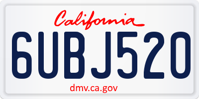 CA license plate 6UBJ520