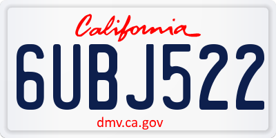 CA license plate 6UBJ522