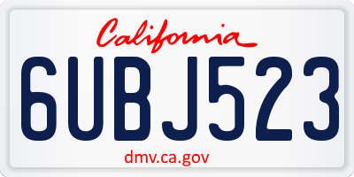 CA license plate 6UBJ523