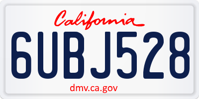 CA license plate 6UBJ528