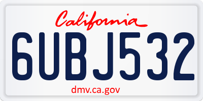 CA license plate 6UBJ532