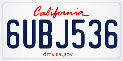 CA license plate 6UBJ536