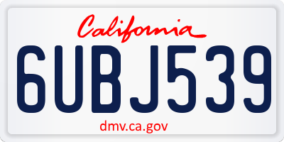 CA license plate 6UBJ539