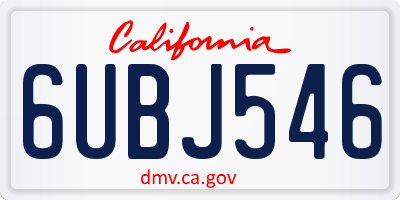 CA license plate 6UBJ546