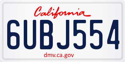 CA license plate 6UBJ554