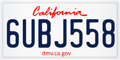 CA license plate 6UBJ558
