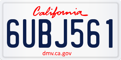 CA license plate 6UBJ561