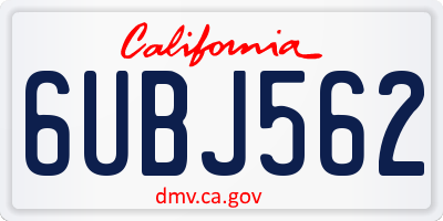 CA license plate 6UBJ562