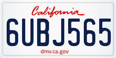 CA license plate 6UBJ565