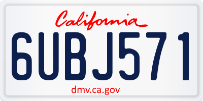 CA license plate 6UBJ571