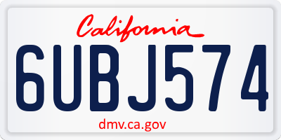 CA license plate 6UBJ574