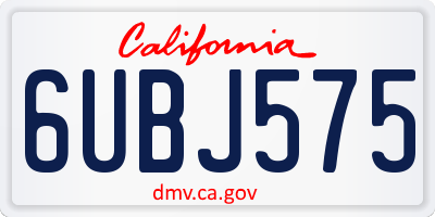 CA license plate 6UBJ575