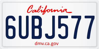 CA license plate 6UBJ577