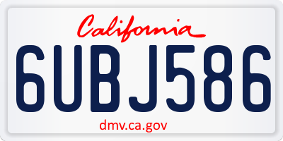 CA license plate 6UBJ586