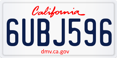 CA license plate 6UBJ596