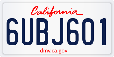 CA license plate 6UBJ601