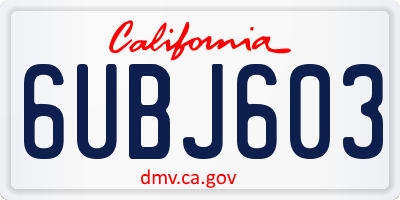 CA license plate 6UBJ603